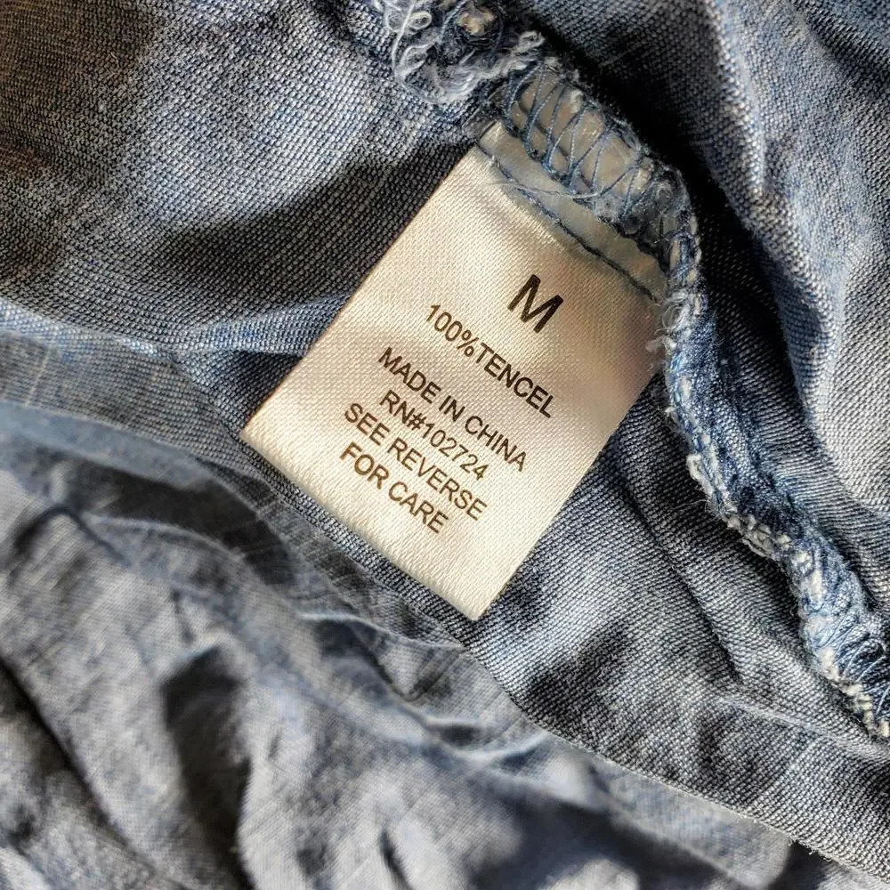 Hester & Orchard Women’s Medium Blue Tencel Buttondown Blouse - Picture 4 of 13